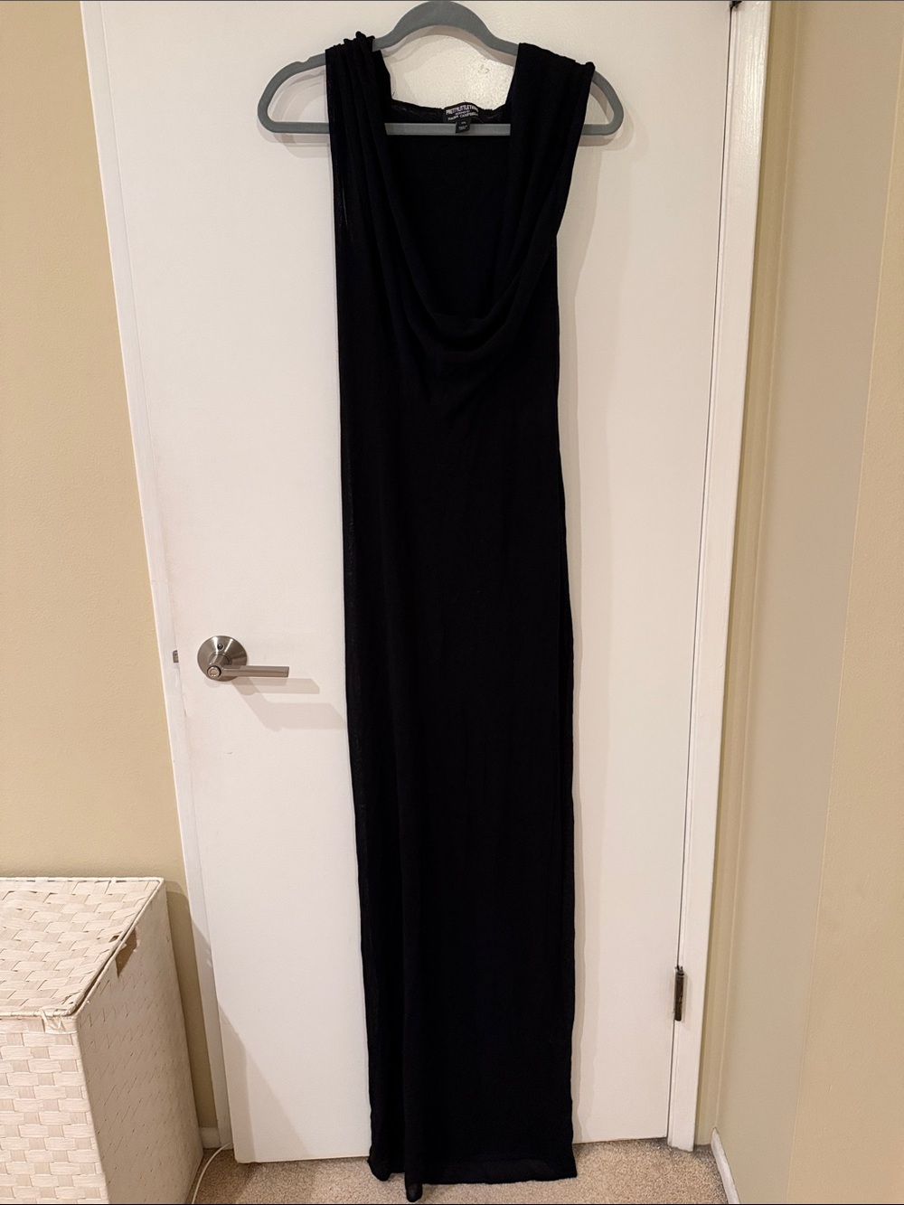 PLT x Naomi Campbell Black Sleeveless Cowl Neck Maxi Dress -